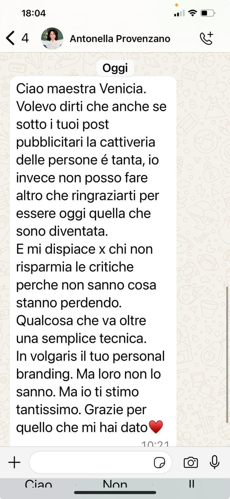 Messaggio di un’allieva 2