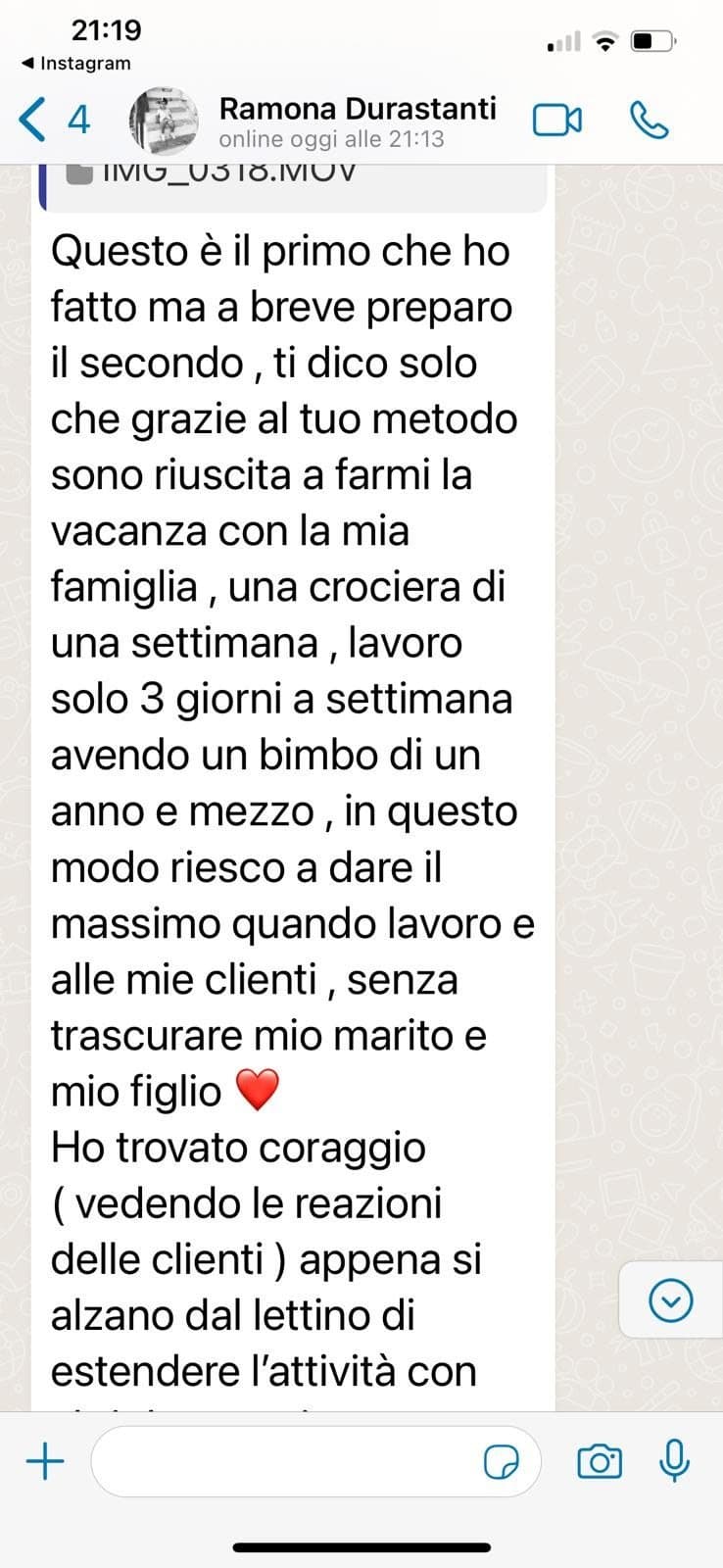 Messaggio di un’allieva 4